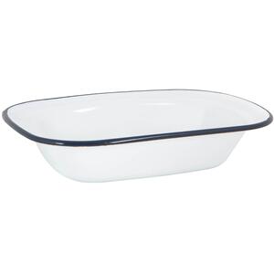 White Enamel Pie Dish - 16 x 12cm - Navy