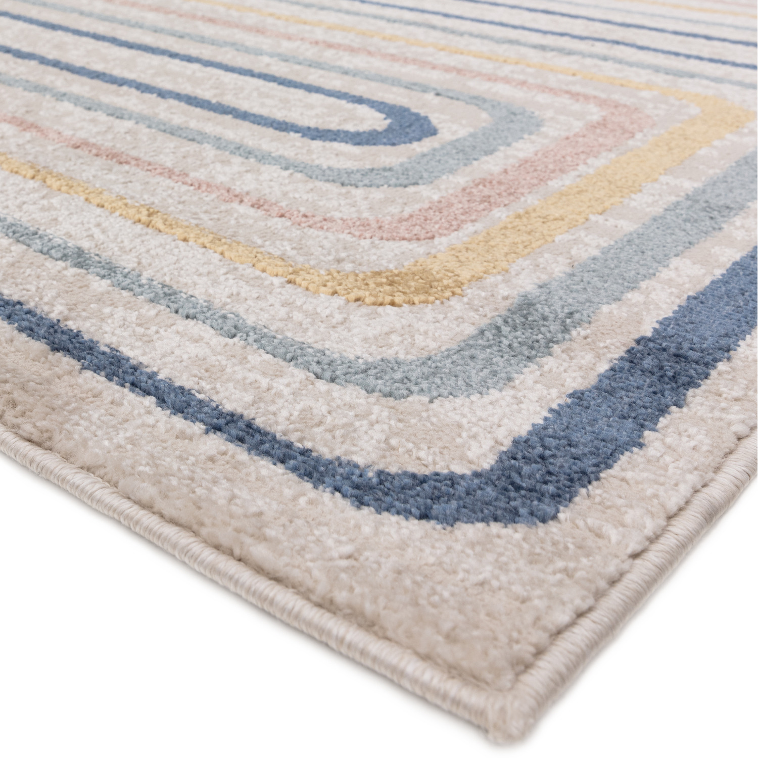 Pulse Border Rug Viva Geometric Pulse Natural Multi Living Area Rug