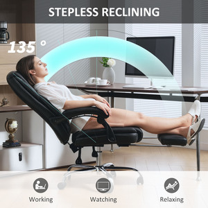 HOMCOM Reclining Office Chair with Spring Cushion 921-906V70BK