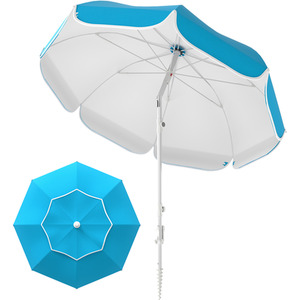 Blue Outsunny Beach Umbrella Portable with Sand Anchor shot 11596219
