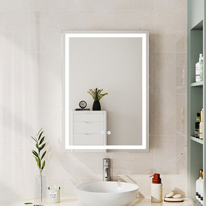 Single-Door Bathroom Mirror Cabinet with LED Lighting