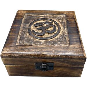Elegant Hand-Carved Square Wooden Keepsake Box