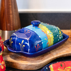 Classic Spanish Hand Painted Ceramic Butter Dish