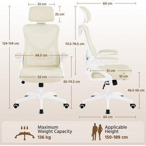 Ergonomic High Back Office Chair - Beige