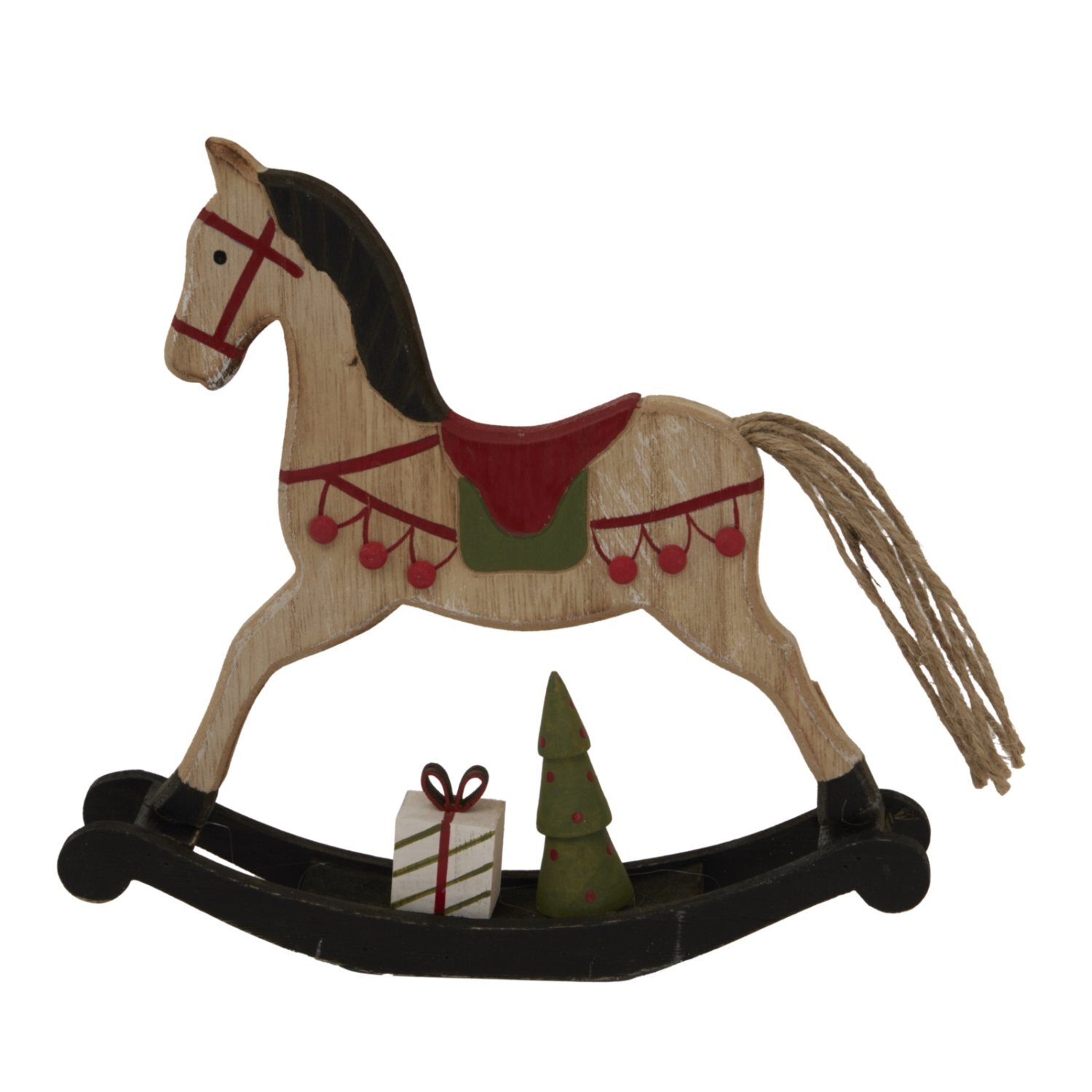 Image of Rustic Decorated Wooden Rocking Horse for&hellip;