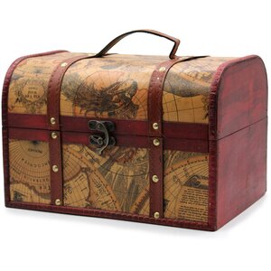 Vintage Map Chest Set of Three Antique Style Trinket  Jewelry Boxes
