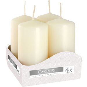Set of 4 Ivory Pillar Candles 9 Hour Burn Time