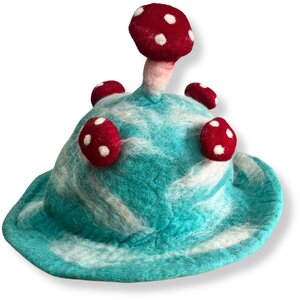 Sky Blue Felted Mushroom Hat - Whimsical, Soft,  Lightweight