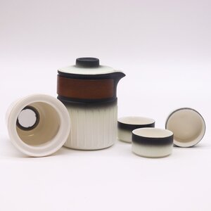 Travel Ceramic Teapot Set with Cups Case Three Friends