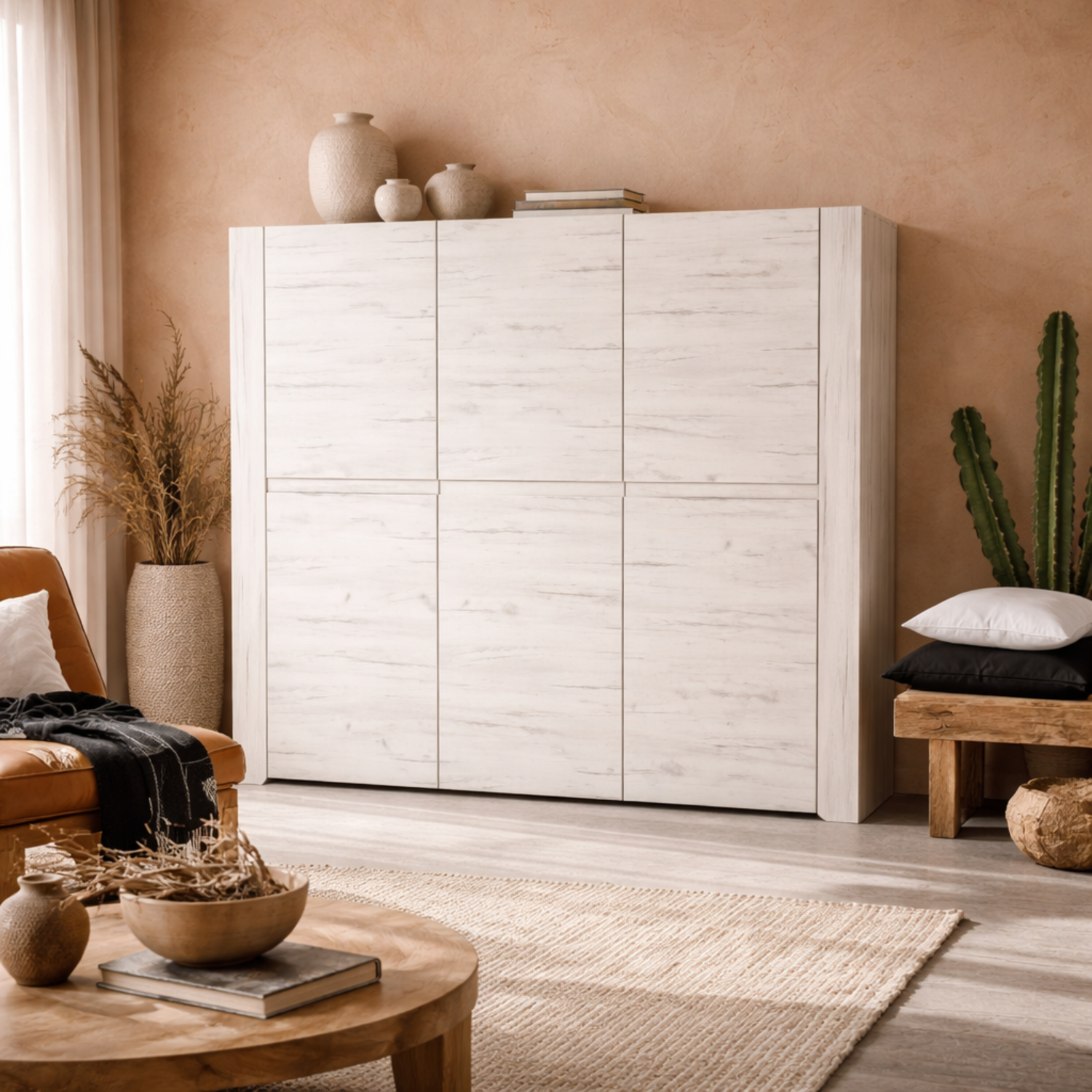 Wyld Haus Norwich Aged Effect Soft Grey 3-door Wardrobe - Grey