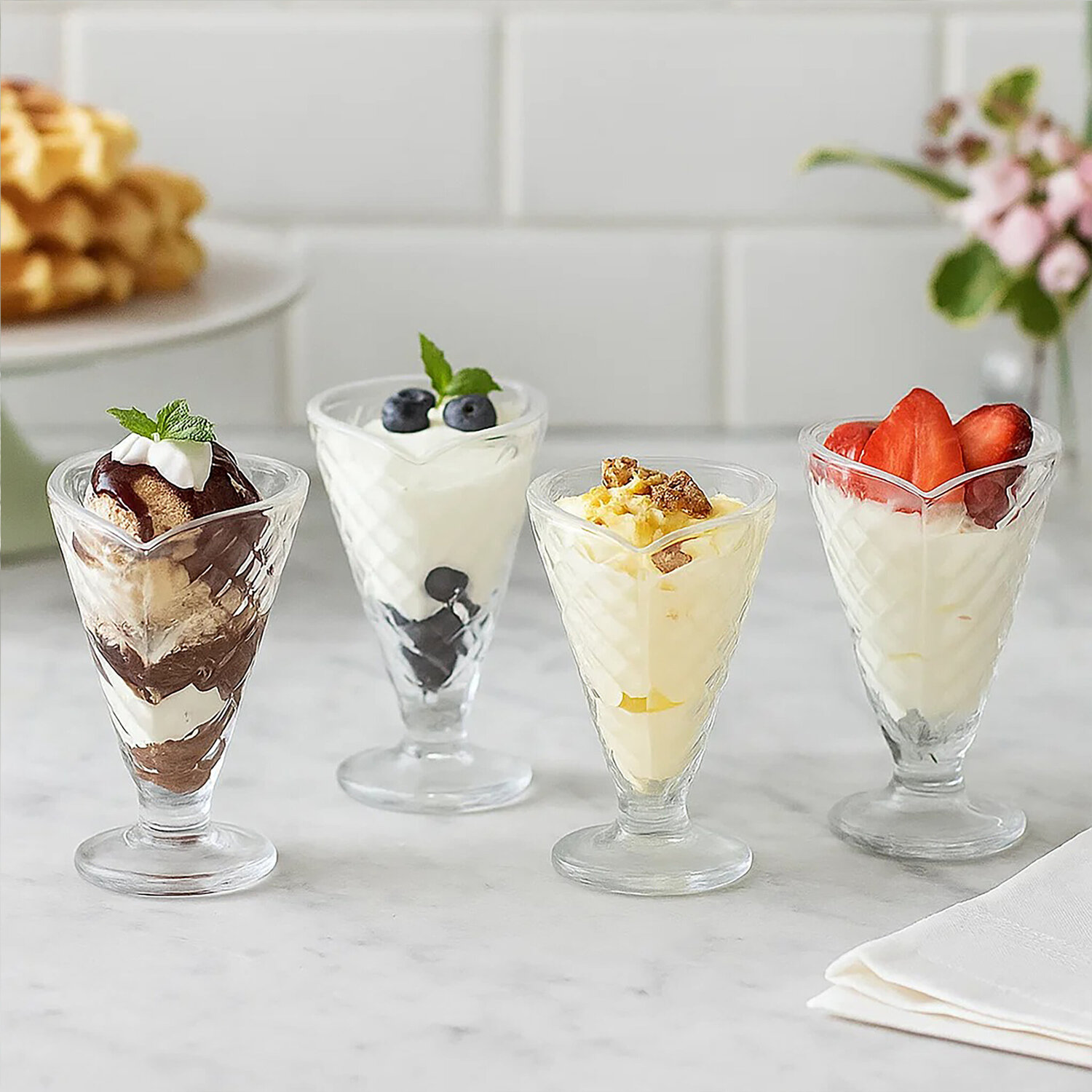Set Of Four Torta Tapered Sundae Dishes - Clear