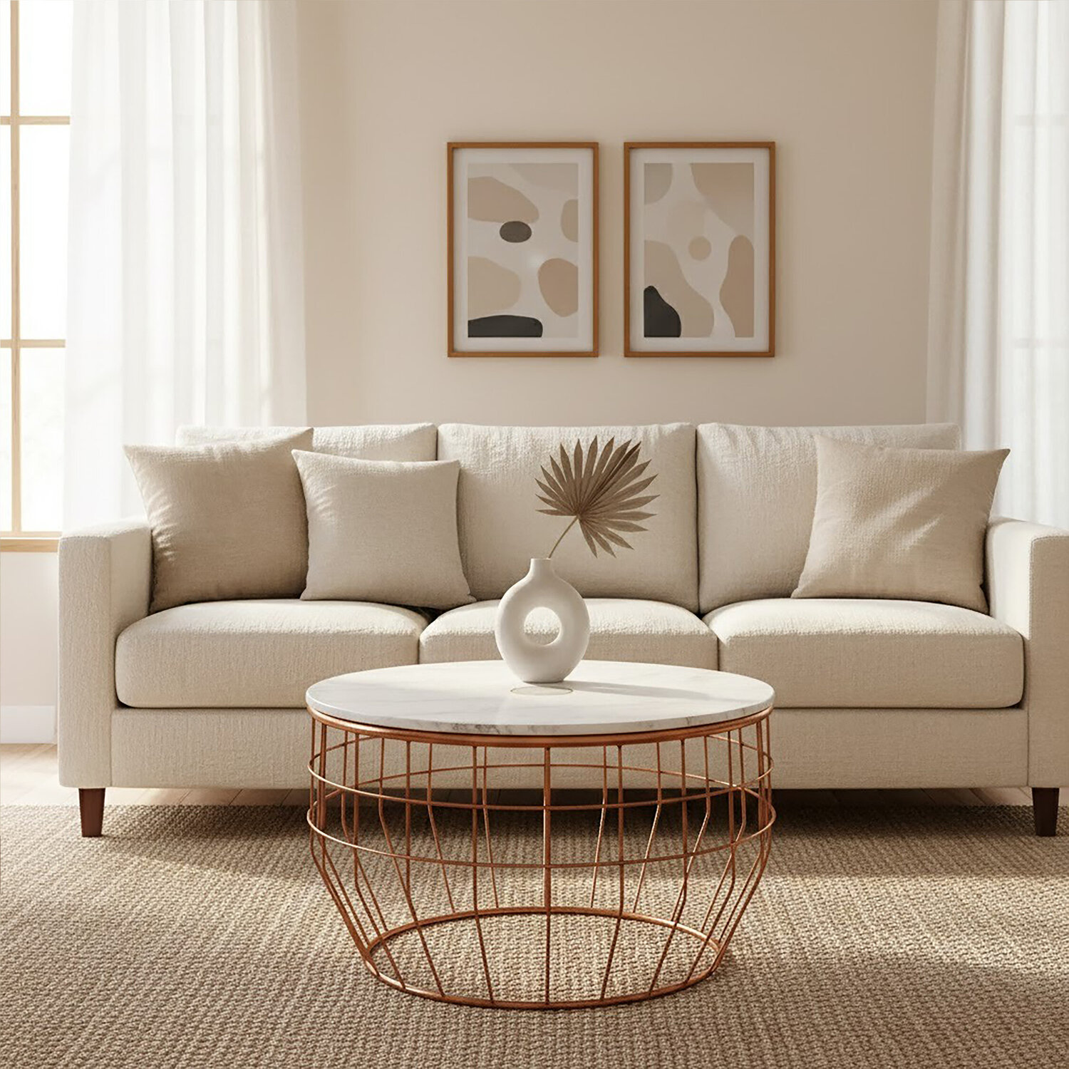 Fifty Five South Vizzini White Marble Coffee Table - Gold