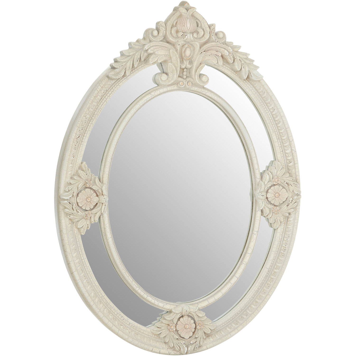 Brussels Baroque Rectangular Silver Wall Mirror - White
