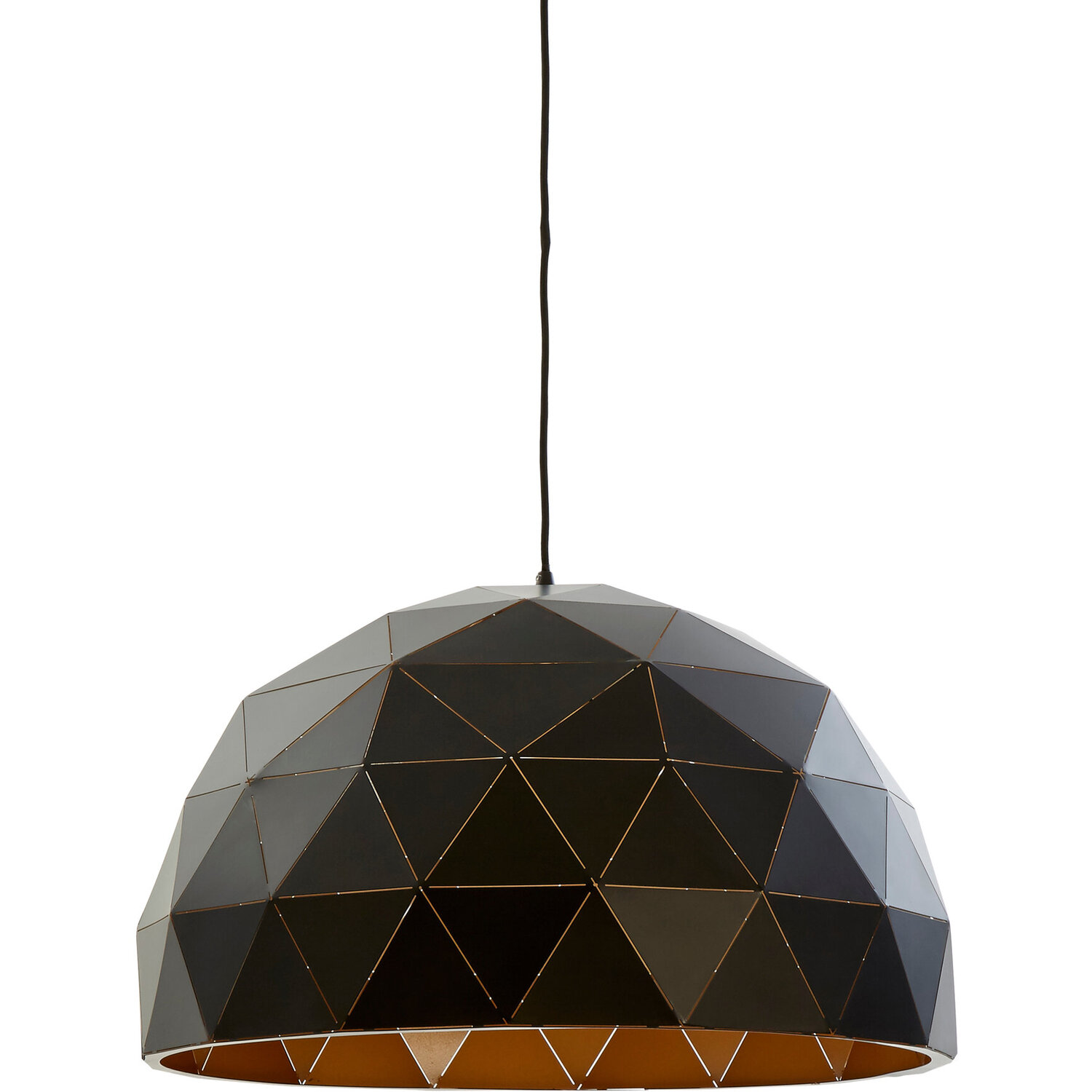 Mateo Large Black and Copper Dome Pendant Light - Black