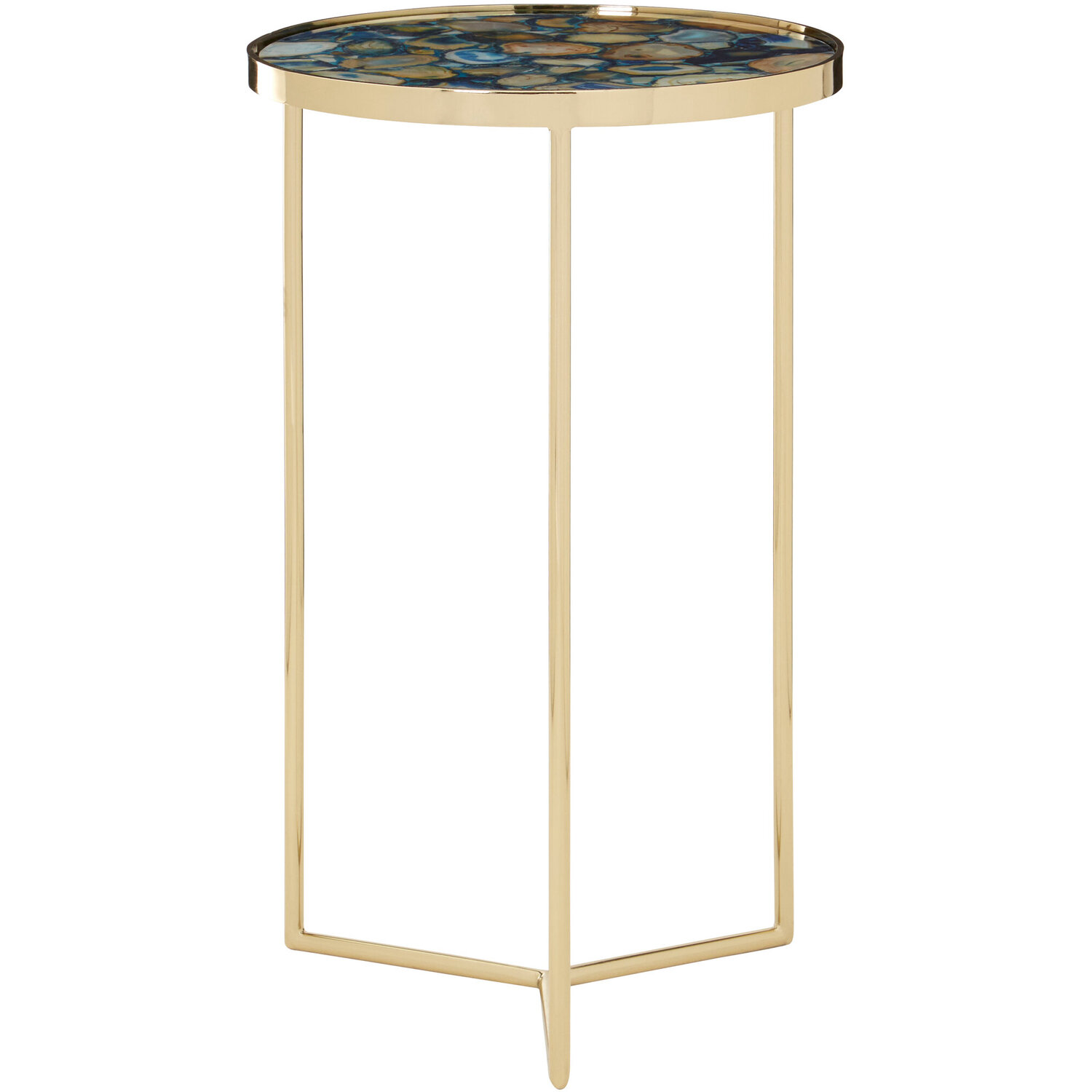 Vita Blue Agate Table - Gold