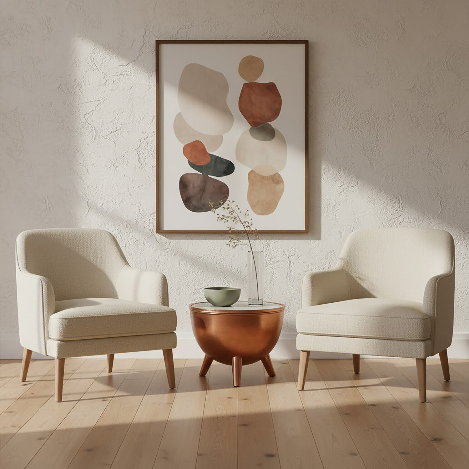 Crest Copper Bowl Shaped Coffee Table with White Marble - Brown