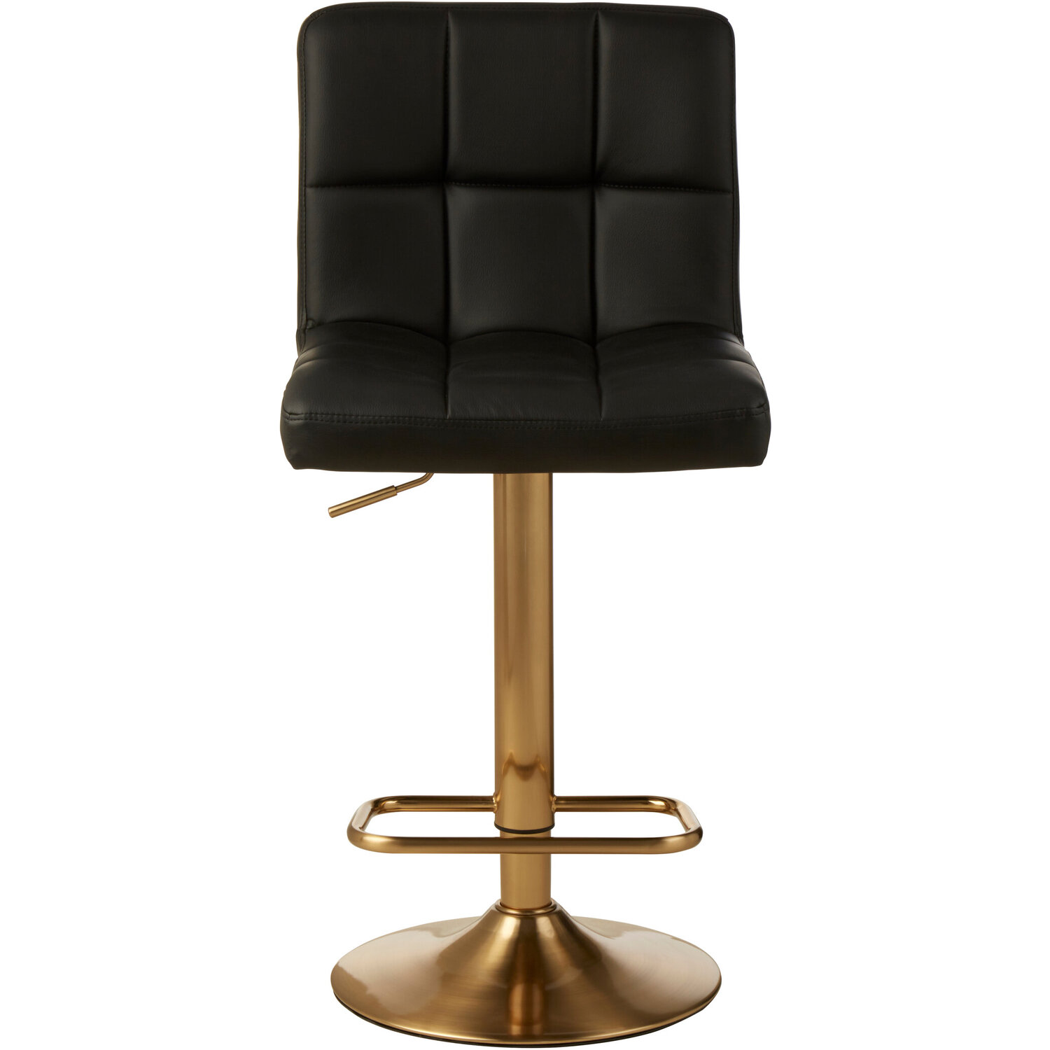 Baina Black Faux Leather Bar Stool - Gold