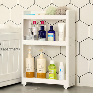 Rolling Trolley Narrow Storage with 3 Shelves for Kitchen Bathroom