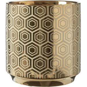 Hexa Small Gold and Cream Ceramic  Planter