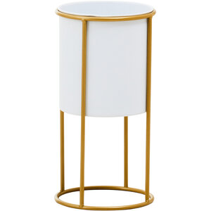 Trosa Small White And Gold Floor Standing Planter