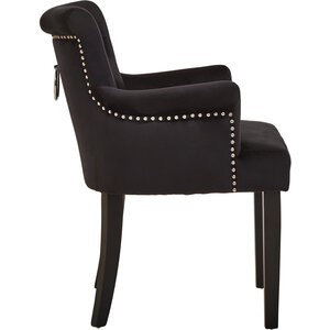 Doucet Black Velvet Dining Chair With Ring Back