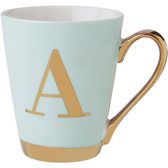 Mimo Green Frosted Deco A Letter Monogram Mug.
