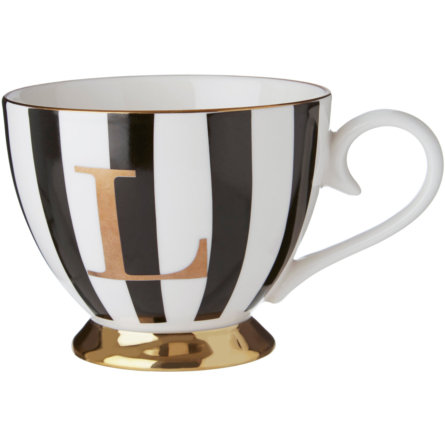 Duchess Black and White Monogram Mug, L - Black & White