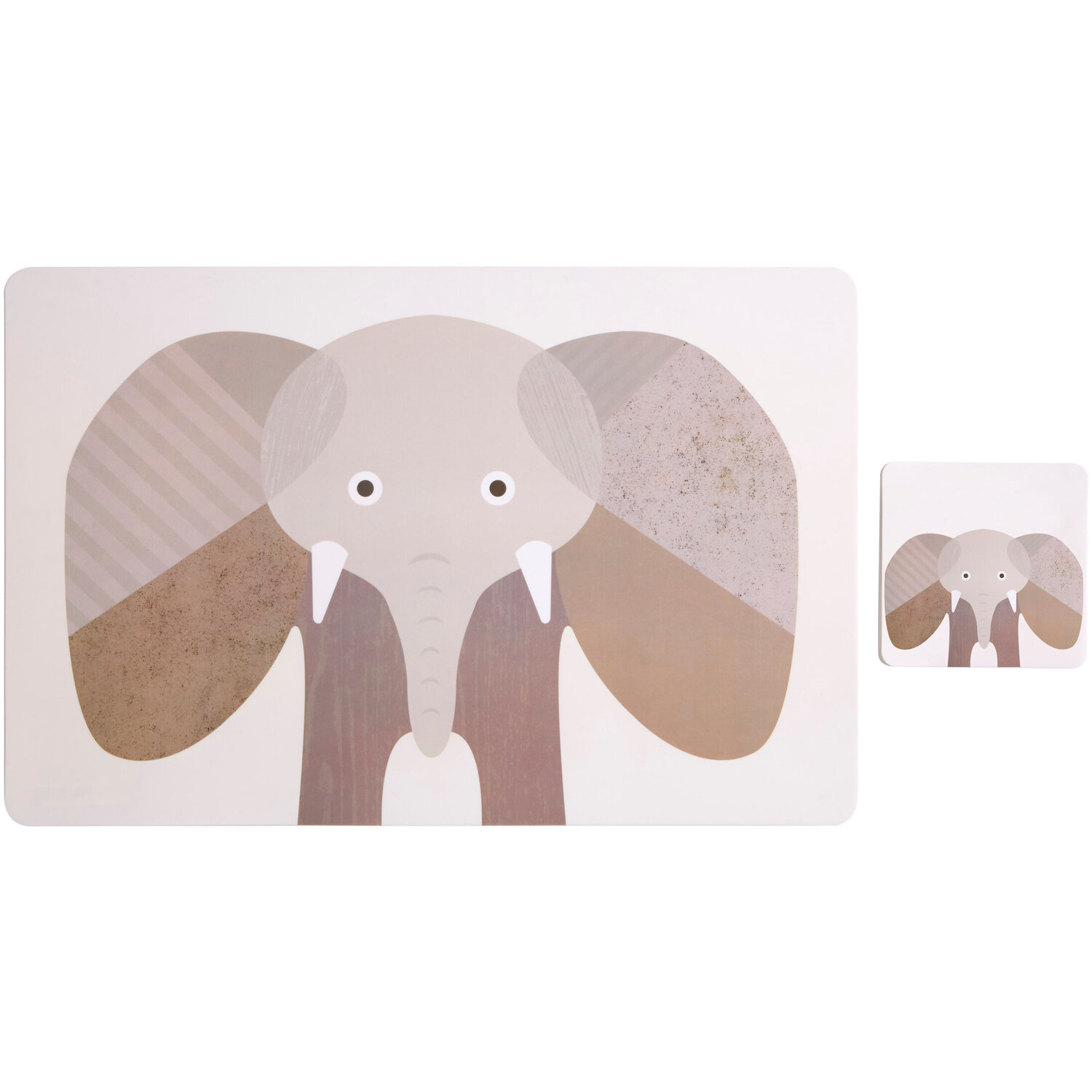 Effy Set Of 2 Elephant Placemat And Coaster - Multicolour