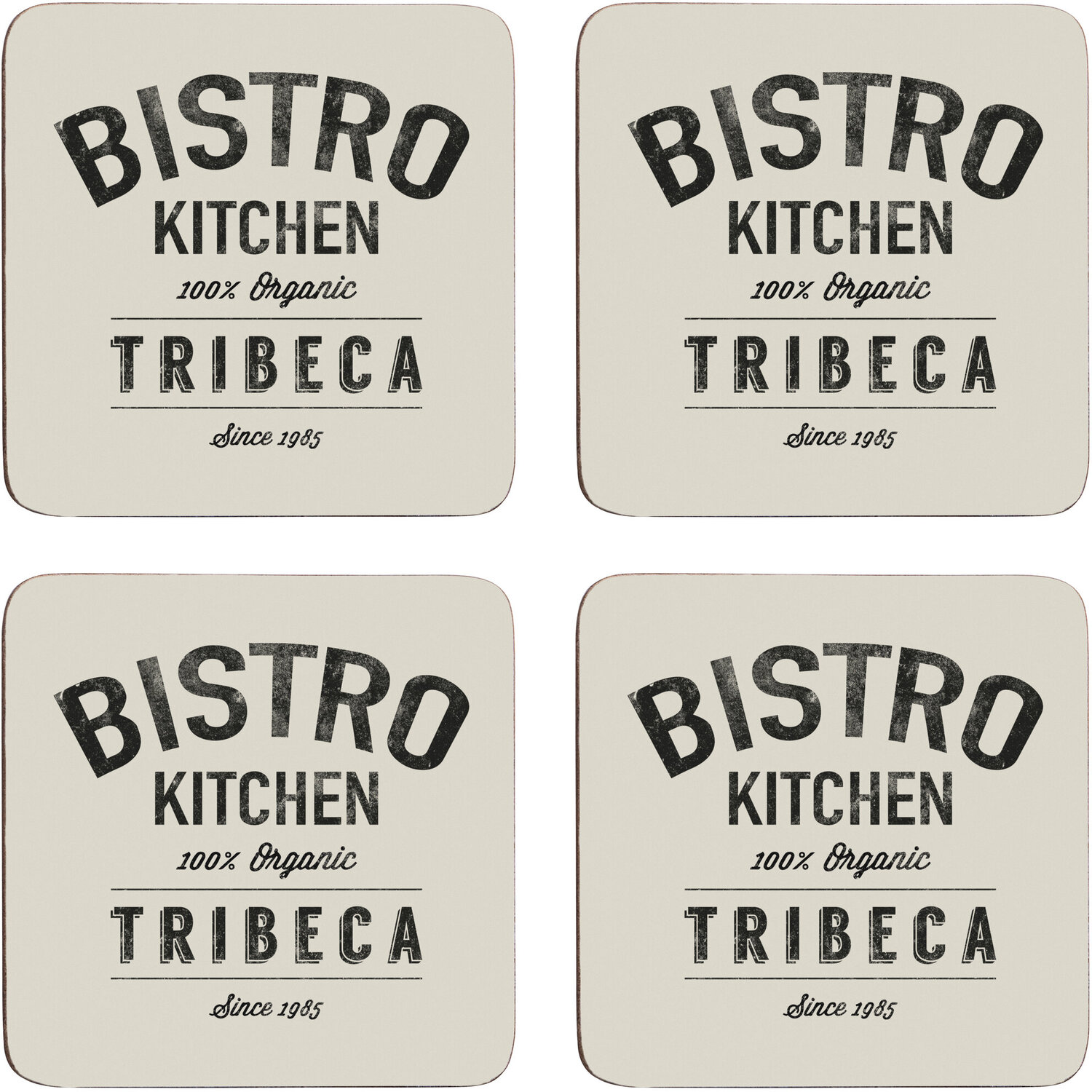 Maison By Premier Bistro Set Of Four Square Coasters - Cream