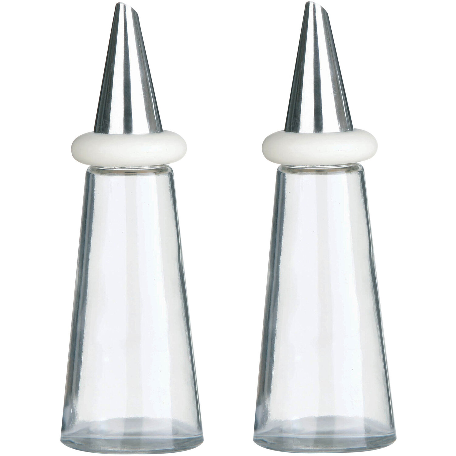 Cone Condiments Cream Plastic Oil and Vinegar Set - Cream