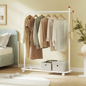 Clothes Rail, Clothes Rack on Wheels, Portable, Matte White