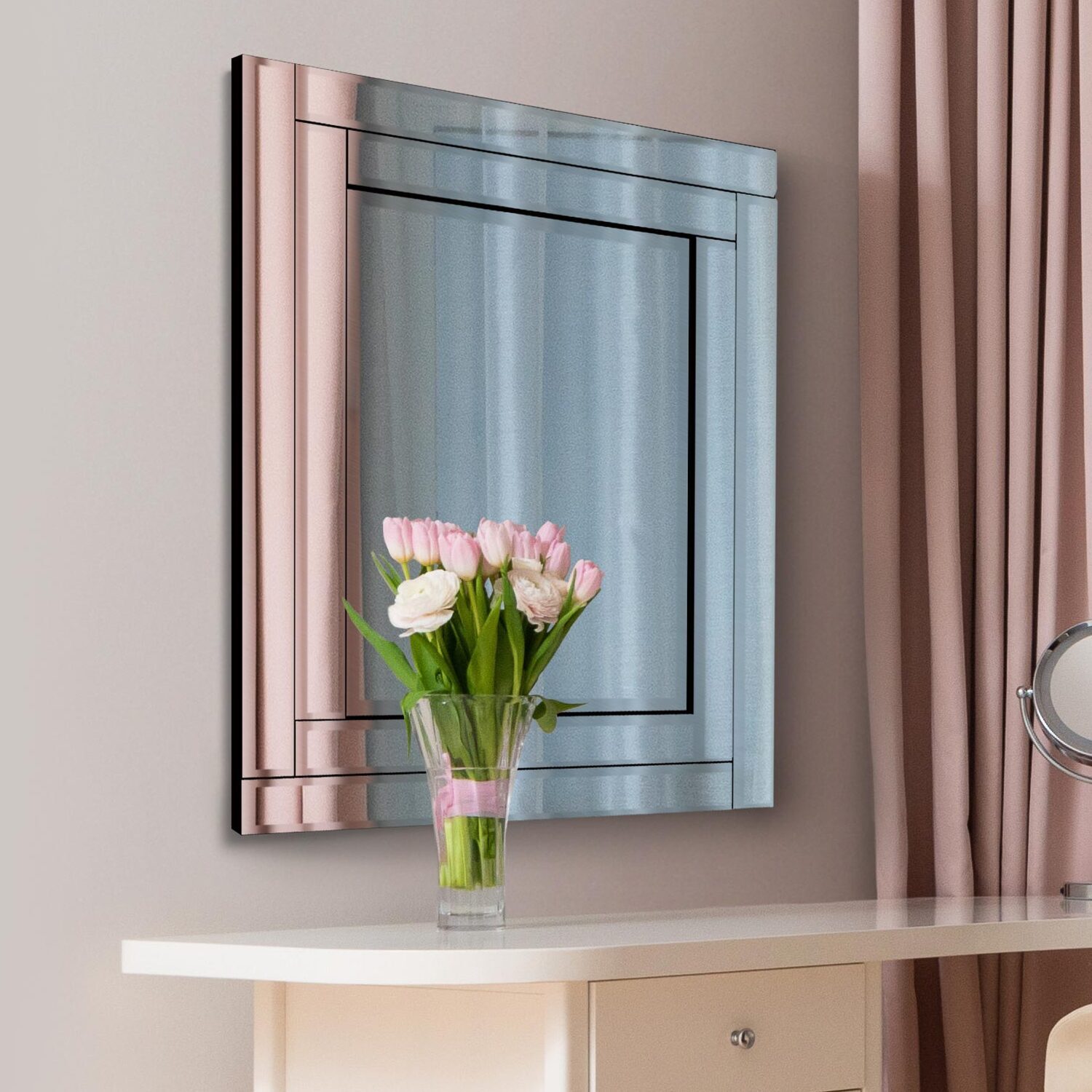 Mirroroutlet Luxford All Glass Bevelled Mirror 68Cm X 58Cm - All Glass
