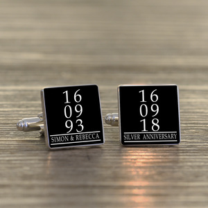 Personalised Special Dates & Message Cufflinks - Silver Finish