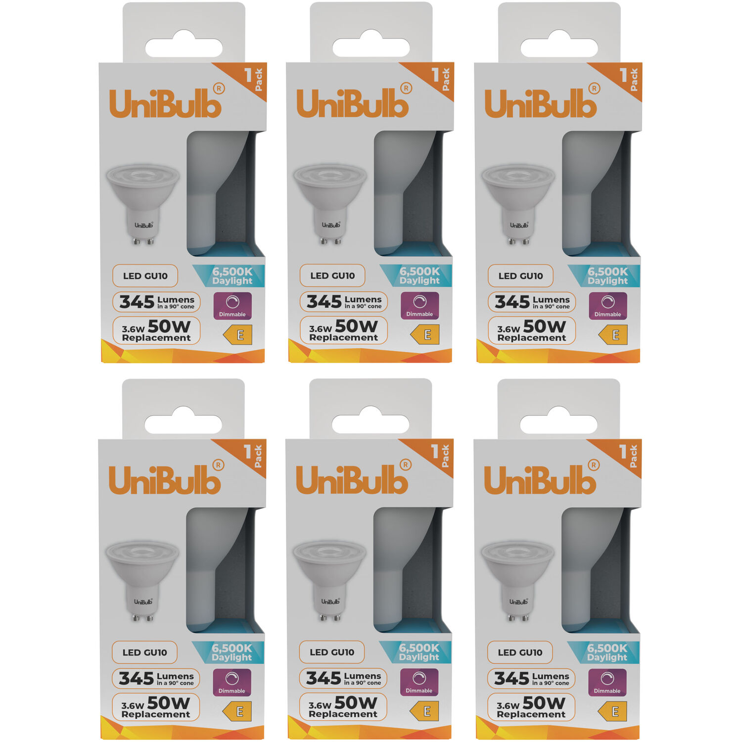 UniBulb LED GU10 345lm 3.6W (Replaces 50W) 6500K (Daylight) Dimmable Light Bulb - Daylight