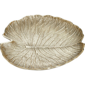 Salma Large Gold Finish Lotus Leaf Plate.