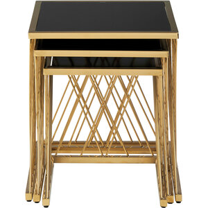 Arezzo Gold and Black Set Of 3 Nesting Tables