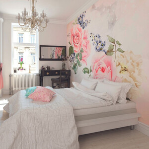 Roses and Sparkles Rose Pink Wall Mural