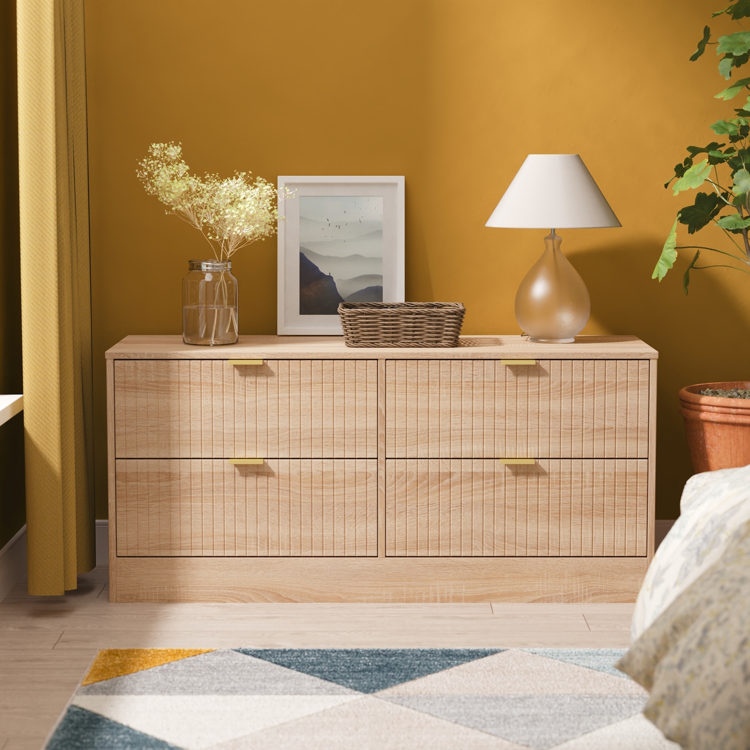 Nashville F Ready Assembled 4 Drawer Bed Box - Bardolino Oak