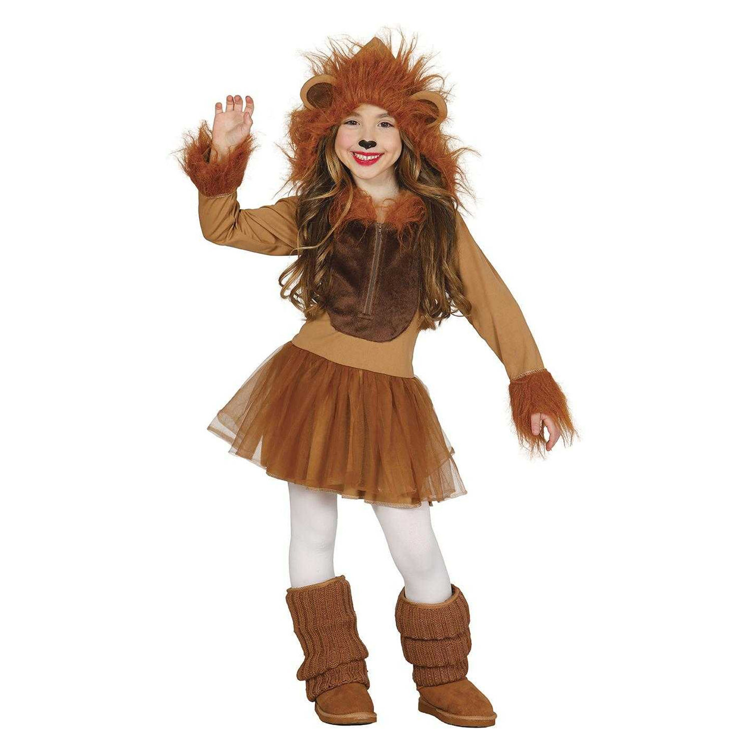 Fiestas Guirca Girls Lioness Costume Set - Brown / 7-9 Years