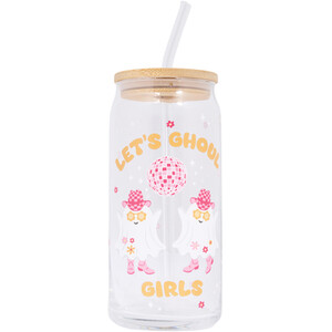 Howdy Ghosts Glass Drinking Jar with Straw