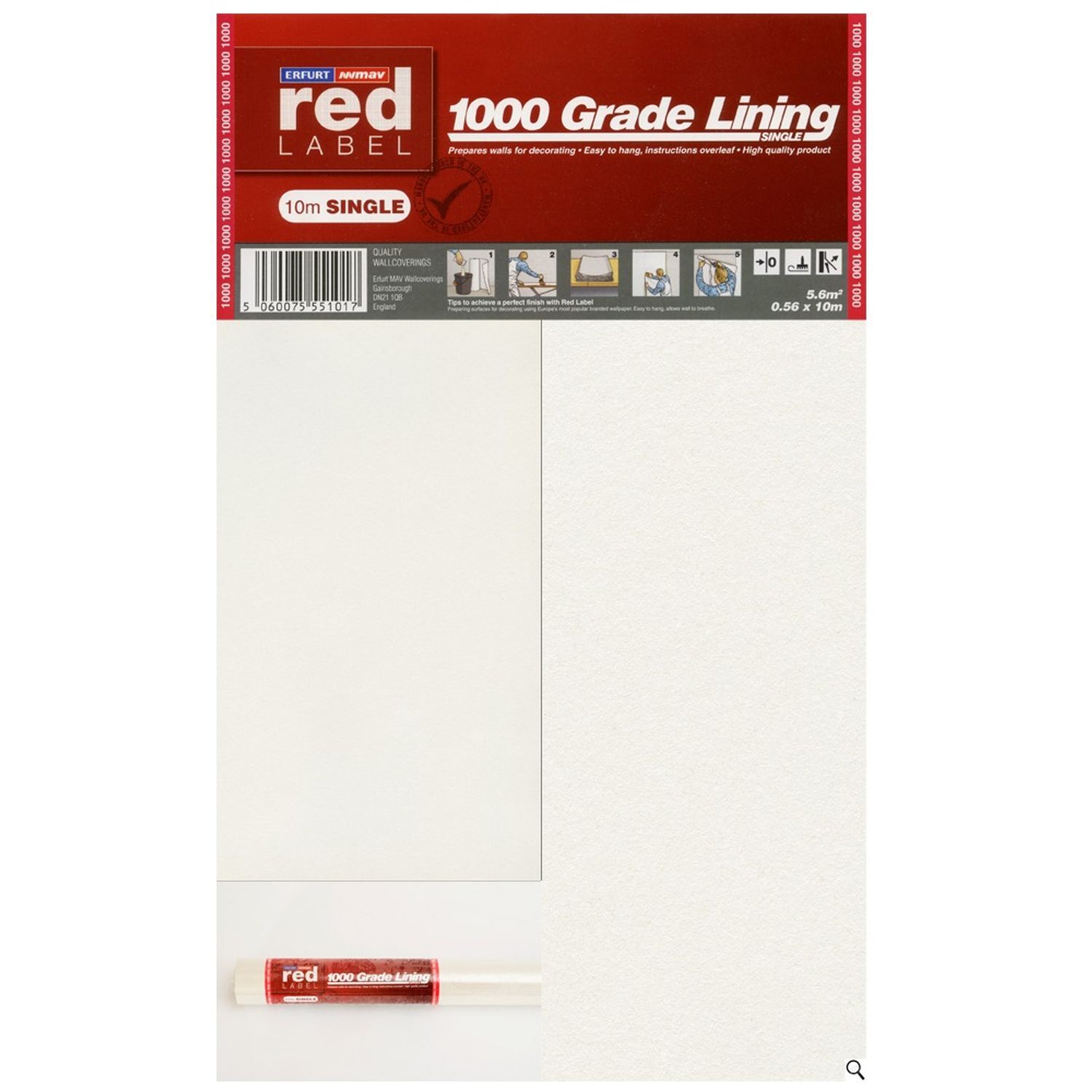 Erfurt Lining Paper (10M Roll) - Off-White