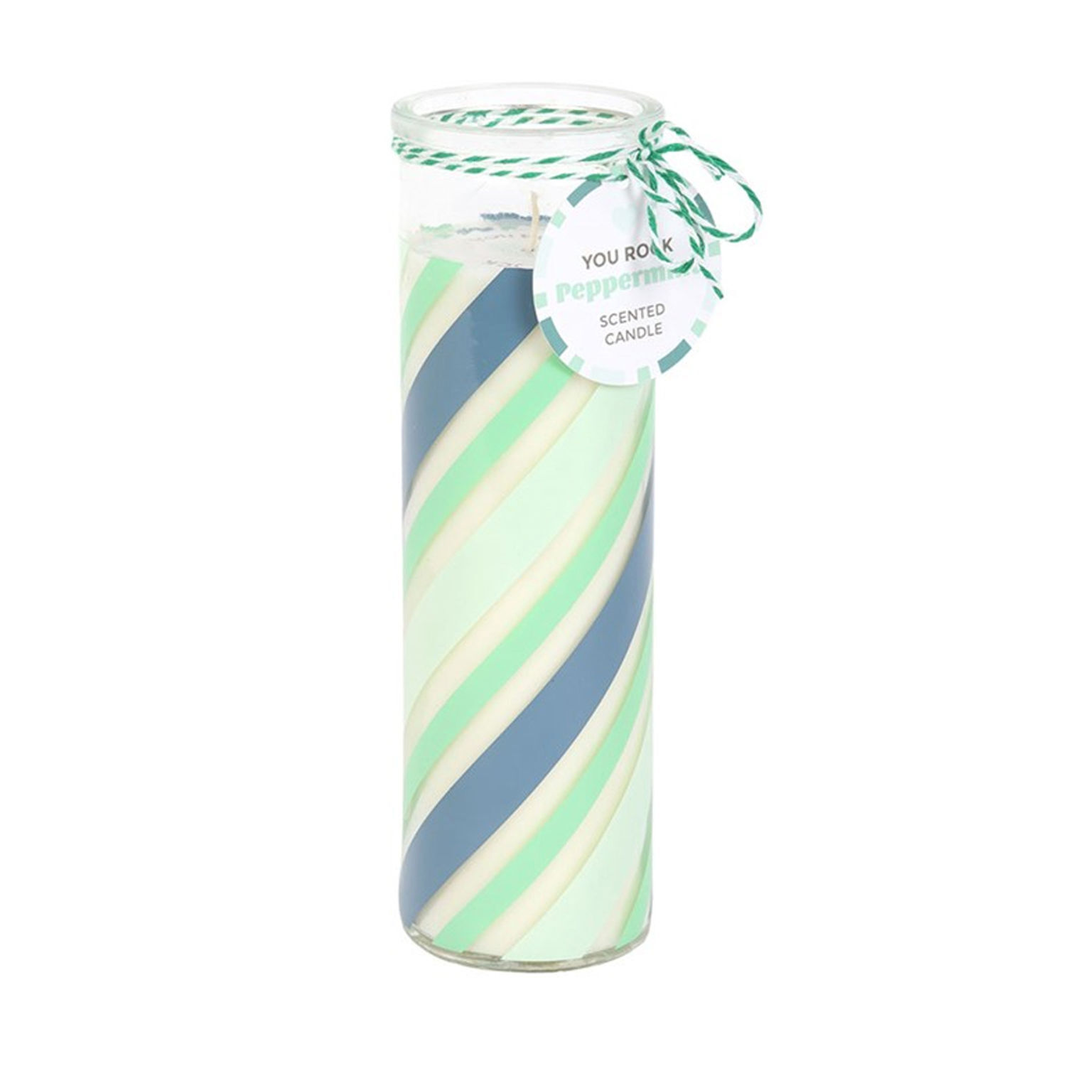 Something Different Peppermint Candy Stripe Tube Candle - Pastel Green/Blue