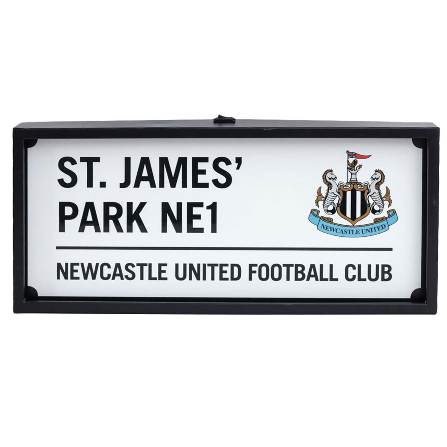 Newcastle United Fc Metal Led Street Sign - White/Blue/Black