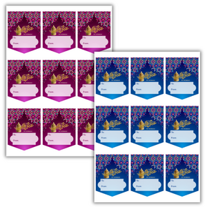 Eid Mubarak Gift Sticker Label Sheets (36pk) - Gold & Black