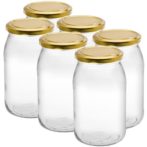 Set of 6 Glass Storage Jars With Lids