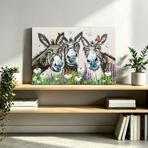 Louise Brown Donkey Trio Canvas Art