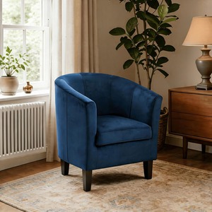 Dark Blue Bedford Small Padded Curved Back Tub Chair shot 16028134