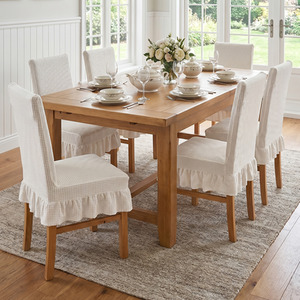 Set of 2 Ruffled Dining Chair Covers with Tie Straps