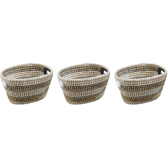 Lidi Set Of Three Oval Straw Baskets