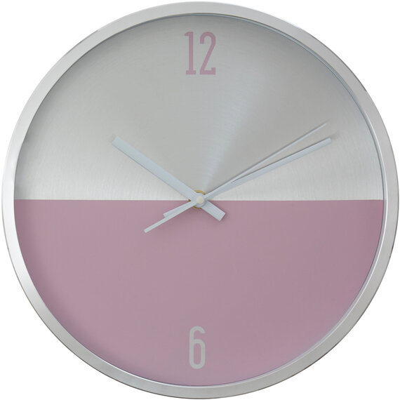 Elko 30cm Dia Silver and Pink Finish Wall Clock